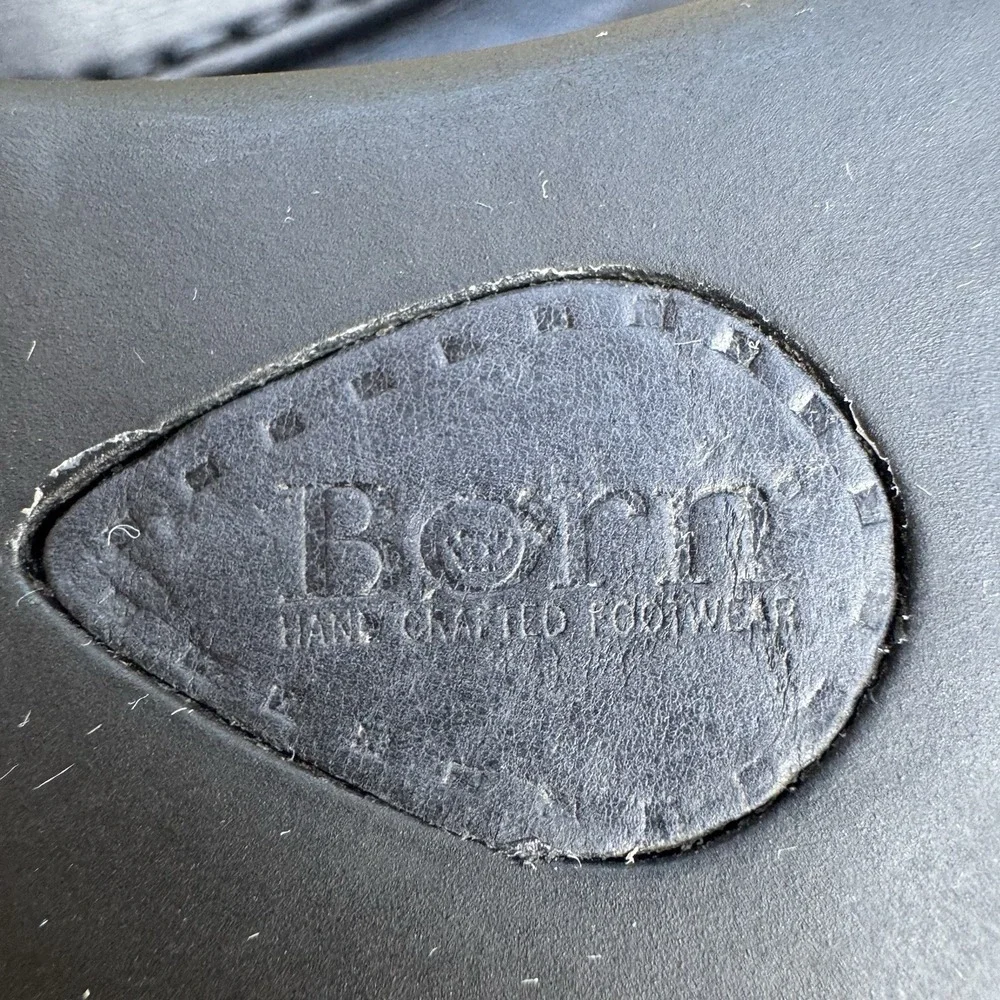 BORN Emmy Platform 4" Wedge‎ Cross Strap Women's Sz 11 M Black Leather Sandals - Picture 11 of 12